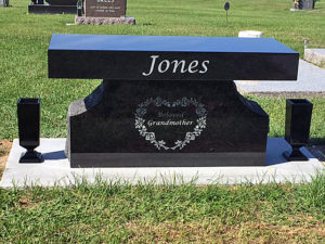 jet black granite, granite bench, bench, memorial, monument, grave, cemetery, cremation memorial, granite
